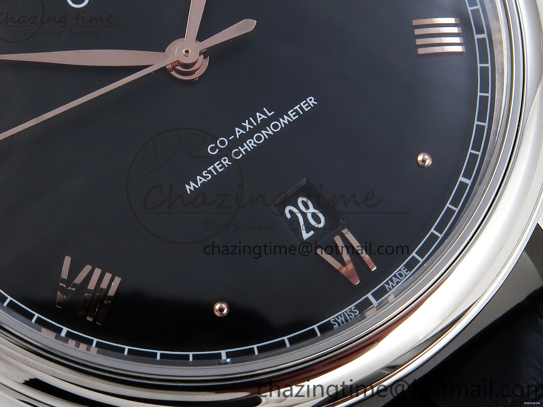 1218 TopPick De Ville Date SS MKF 1:1 Best Edition Black Dial Roman Marker on Black Leather Strap A 7743